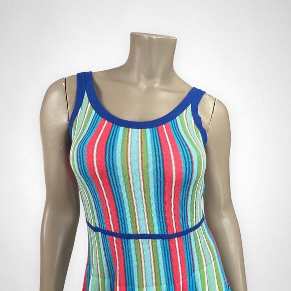 SKYE'S THE LIMIT Small Colorful Striped Sleeveless Dress Summer Spring Vacation - Picture 4 of 9
